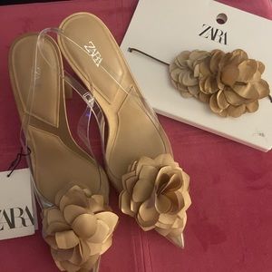 Zara Floral Vinyl high heel shoes